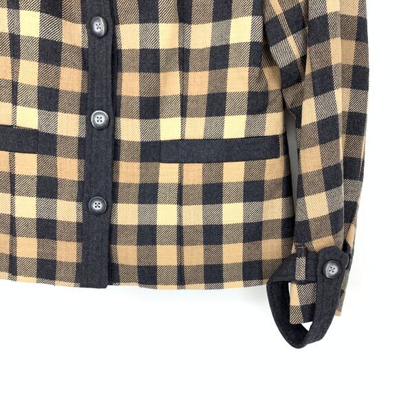 Pendleton Womens Size 6 Button Front Wool Plaid Jacket Camel Black - Picture 4 of 8